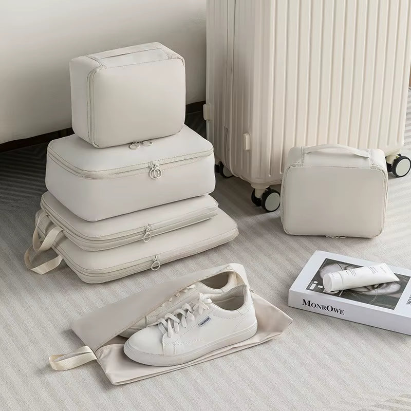 High Quality 7Pcs Set Travel Clothes Luggage Organizer Bag Accessories Compression Travel Packing Cubes