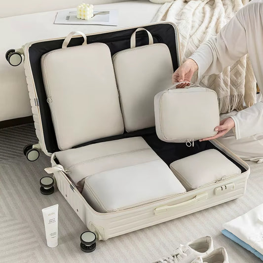 High Quality 7Pcs Set Travel Clothes Luggage Organizer Bag Accessories Compression Travel Packing Cubes