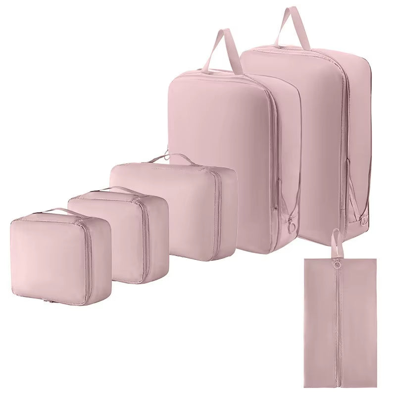 High Quality 7Pcs Set Travel Clothes Luggage Organizer Bag Accessories Compression Travel Packing Cubes