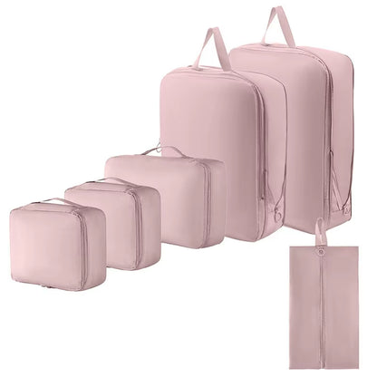 High Quality 7Pcs Set Travel Clothes Luggage Organizer Bag Accessories Compression Travel Packing Cubes