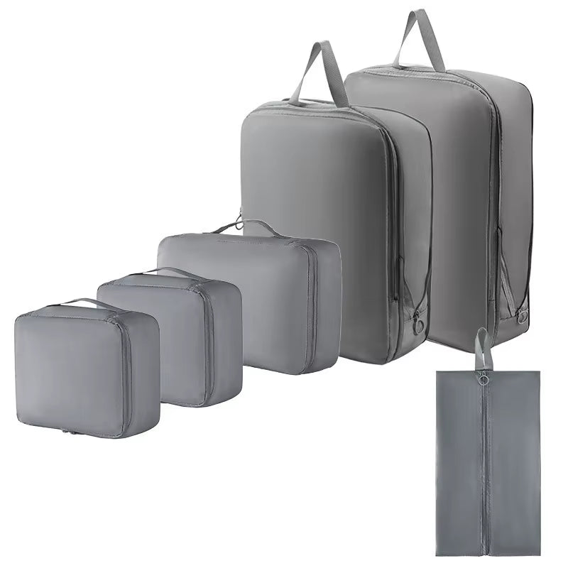 High Quality 7Pcs Set Travel Clothes Luggage Organizer Bag Accessories Compression Travel Packing Cubes
